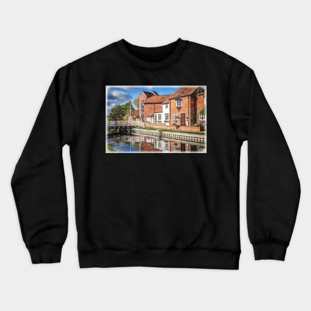 Cottages By The Swing Bridge Crewneck Sweatshirt by IanWL